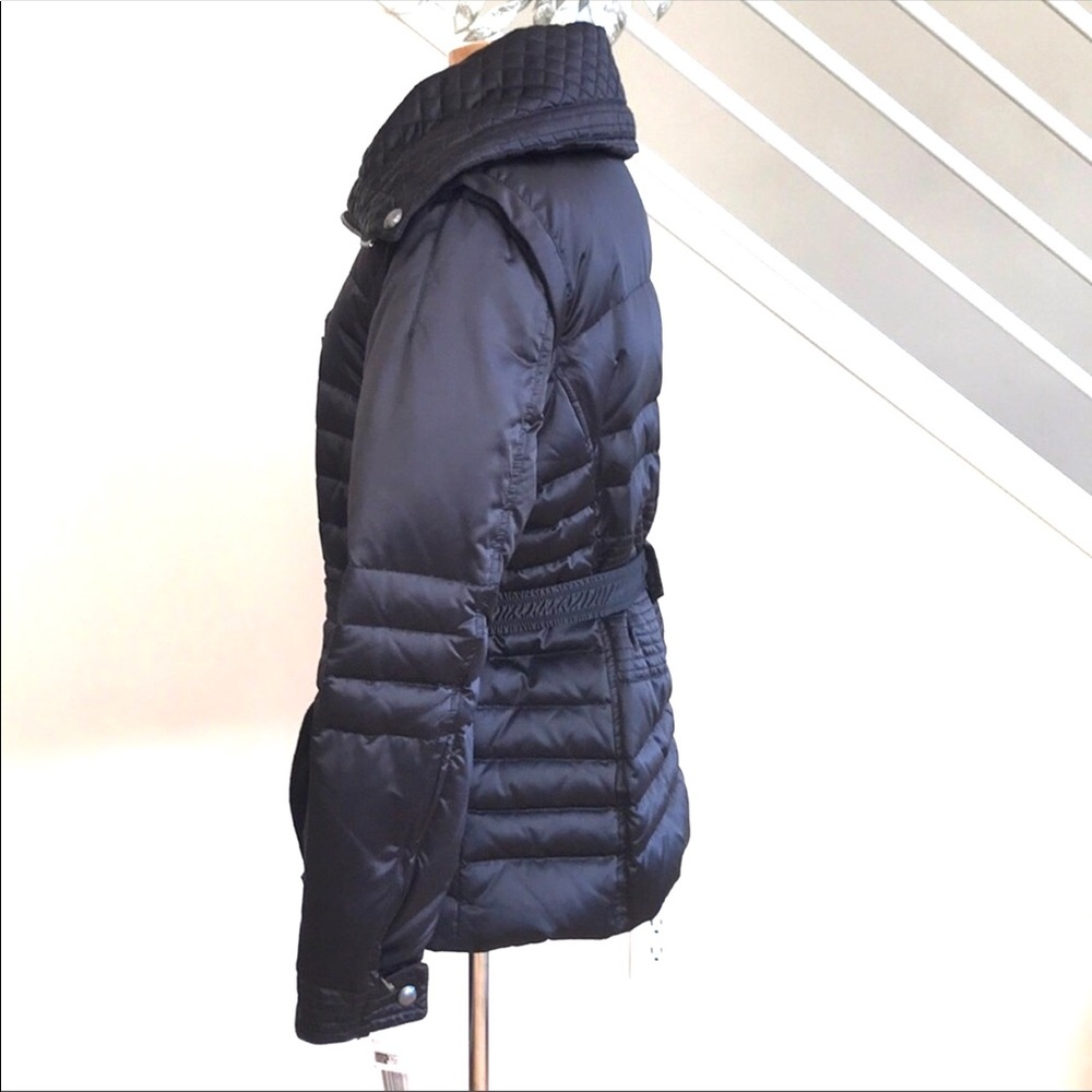 Andrew Marc Quilted Down Belted Satin Puffer Coat Jacket Black Size XL NWT - Picture 5 of 17